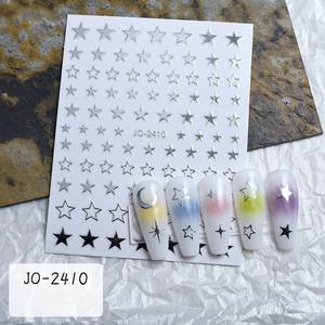 Pegatinas de <span class=keywords><strong>Uñas</strong></span> con Diseño de Corazón Hueco Plateado Láser, Estrellas <span class=keywords><strong>y</strong></span> Luna, Adhesivos Metálicos 3D para <span class=keywords><strong>Uñas</strong></span>, Decoración Celestial para Manicura - Product Image 5