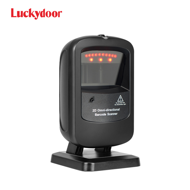 Luckydoor Handsfree Long Distance 2D Platform Barcode Reader Omnidirectional Desktop 1d 2d Barcode Scanner