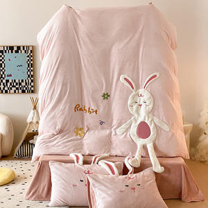 ชุดเครื่องนอนผ้าฟลีซนมสี่ชิ้น ดูโอ ซี อ้าย เม่ย เหมียน คัง สำหรับฤดูหนาว ผ้าห่มนวมลายกระต่ายการ์ตูน - Product Image 4