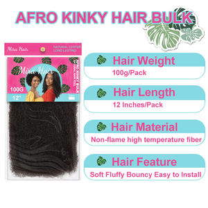 Extensions de Cheveux <span class=keywords><strong>Synthétiques</strong></span> Afro Kinky en Vrac de 12 Pouces, Doux et Naturels, pour Tresses, Crochets, Dreadlocks, Yanky Twist et Locs - Product Image 2
