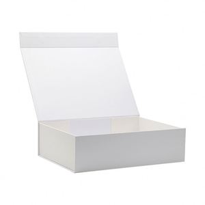 Boîte cadeau rectangulaire blanche à couvercle rabattable avec nœud en ruban de couleur personnalisée en gros - Product Image 4