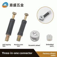 Fournisseur de quincaillerie de connexion 3-en-1 en plastique pour meubles, armoires et placards ; Type à roue excentrique