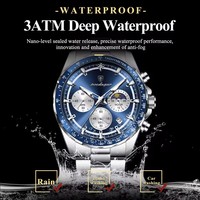 Montre à quartz de luxe pour homme POEDAGAR, chronographe pour homme d'affaires, bracelet original étanche, phase lunaire, calendrier, montre-bracelet 879