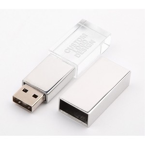 USB 3.0 Flash Drive with Crystal LED Light Metal Material for Promotions