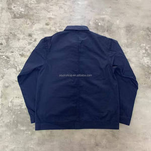 Giacca da lavoro <span class=keywords><strong>blu</strong></span> da <span class=keywords><strong>uomo</strong></span> Squirorkop personalizzata, giacca da lavoro lavata Vintage in stile francese leggero, <span class=keywords><strong>cappotto</strong></span> da lavoro in tela e saia - Product Image 2