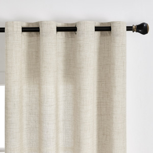 Cortinas de Poliéster Linho Blackout Estilo Moderno Retardante de Chamas Isoladas Design Cor Natural Reutilizáveis para Área Externa - Product Image 1