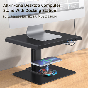 <span class=keywords><strong>Support</strong></span> pour ordinateur portable <span class=keywords><strong>support</strong></span> pour ordinateur de bureau <span class=keywords><strong>dj</strong></span> base métal aluminium <span class=keywords><strong>support</strong></span> pour ordinateur portable aluminium réglable avec chargeur sans fil 15W - Product Image 2