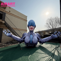 Robot féminin gonflable de 4 m de haut pour décorations de fête, style cyberpunk, robot IA personnalisé