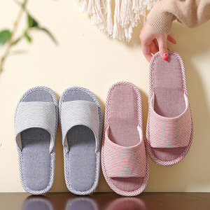 Women's Comfortable Linen for Slippers With Non-Slip Plush Insole PEep Toe Indoor Living for Spring Autumn and Winter Use - Product Image 1
