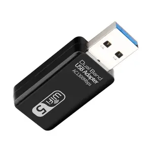 Logo personnalisé 1300Mbps USB 3.0 Dual Band 2.4GHz & 5.8GHz Wireless Dongle USB Wifi Adapter