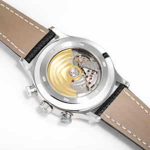 Reloj Mecánico Automático Clásico Negro y Blanco con Múltiples Esferas, Diseño de Homenaje a las Complicaciones, Ideal para Exposiciones de Arte - Product Image 5