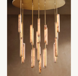 Lampadario americano di lusso in ottone rotondo in alabastro <span class=keywords><strong>per</strong></span> ingresso soggiorno camera da letto Hotel - Product Image 4