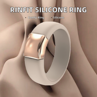 Bague de mariage moderne en silicone carré, couleur or rose nude, avec logo personnalisé, petite série, cadeau de festival, de l'usine de bijoux