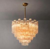 Lámparas de araña italianas de estilo retro americano, Tronchi, de cristal transparente de Murano, redondas, para techos altos, sala de estar, salón