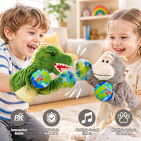 Marionnettes à main en peluche personnalisées pour enfants, jouets de jeu de rôle animaux interactifs (dinosaure, singe) avec effets sonores