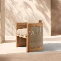 Ensemble de salle à manger d'extérieur en teck moderne de luxe pour hôtel, patio, parc et villa - Tables et chaises de jardin