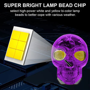 Phares de moto à LED design crâne, vente en gros d'usine, colorés, étanches IP67, 2 lentilles, modèle MO72, garantie 1 an - Product Image 5