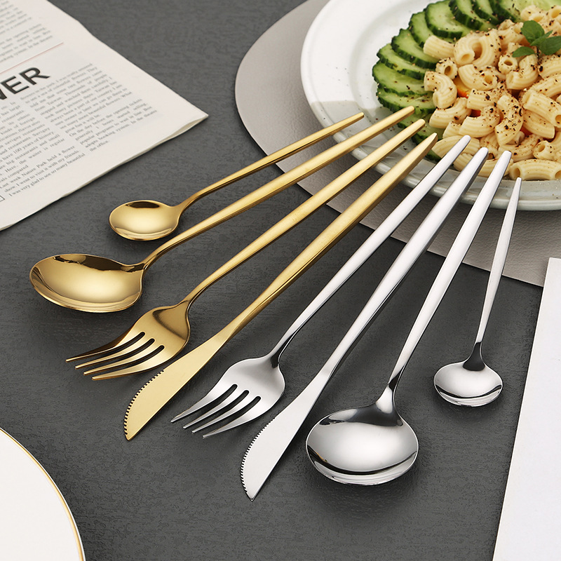 Eco-Friendly Stainless Steel Flatware Set Elegant Gold Silverware Modern Design Cutlery Cheap Bulk Knife Fork Spoon · image 3