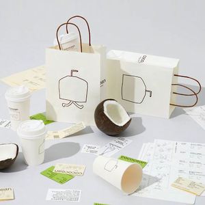 High Quality Hot Selling Coffee Paper <b>Bags</b> Handles Kraft Food Grade Offset Printing Recyclable Salad Sushi Shopping <b>Bags</b> - Product Image 4