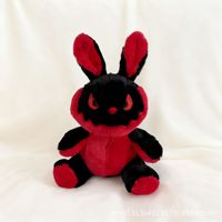 Peluche Lapin d'Halloween 36 cm, Animal en Peluche Gothique Effrayant, Poupée Mignonne et Horripilante avec Dents de Vampier Rouges et Noires, Cadeau Décoratif