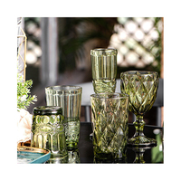 Verre à vin en verre transparent SUNFLOWER, vintage, embossé, soufflé à la main, capacité de 201-300 ml, pour mariage, fête, décoration de la maison, bar, bureau