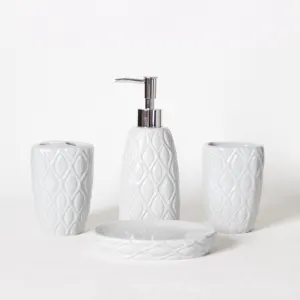 New Wave Design Ceramic Bathroom Accessories 4PCS Bath Set for Home Style