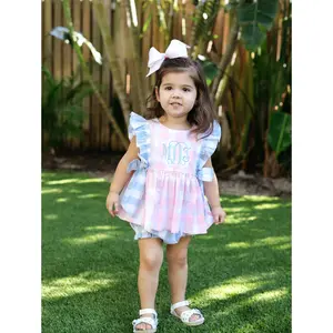 High Quality Watermelon Pink Knit Polo Bubble Baby Clothes Wholesale Cheap Baby Girl Clothes