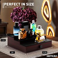 Support de Présentation en Bois Noir à Quatre Niveaux pour Bouteilles de Parfum et Montres, Personnalisable OEM, Haute Qualité