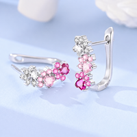 Anting-anting kancing kucing SPJ terlaris, perak sterling S925, warna pink, zirkonia kubik 5A, perhiasan kucing lucu untuk wanita, grosir