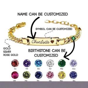 Dropshipping DIY 18K Gold Plated Stainless Steel Unisex <b>Jewelry</b> Trendy Name Engraved <b>Family</b> Memorial Bangles for Children for - Product Image 3