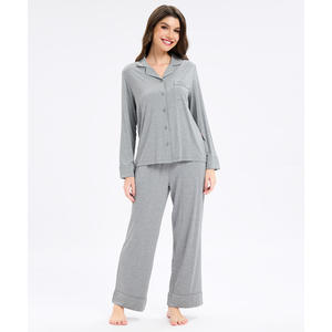 Conjunto de Pijama de Bambú Suave para Mujer, Pijama de Lujo de Dos Piezas de Manga Corta, Ropa de Dormir de Bambú, Algodón y Modal - Product Image 1