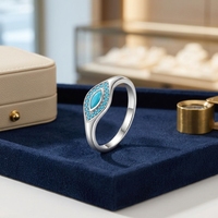 Bague en argent sterling S925 avec turquoise en forme de goutte, bijou bleu pour femme, idéal pour les fêtes, vente en gros directe usine