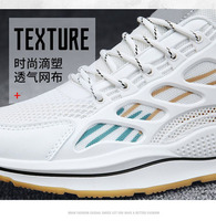 Zapatos Deportivos Transpirables de Malla Blanca Versátiles para Hombre con Suela Gruesa para Deportes y Ocio, Ideales para la Primavera y el Invierno