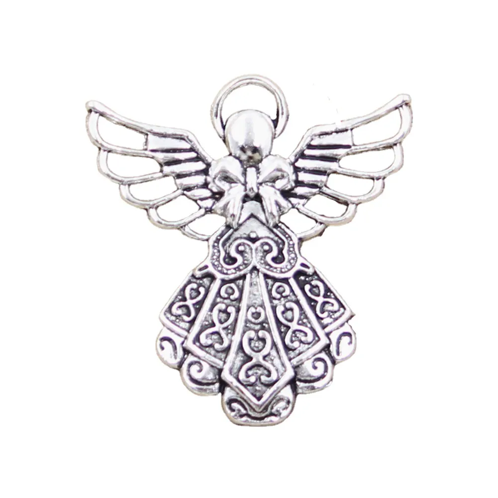 Dijes Ángel guardián 42x38mm colgantes de Color plata tibetana joyería antigua fabricación DIY artesanía hecha a mano