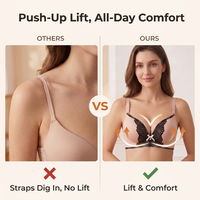 Nouveau Soutien-Gorge Push-Up Sans Armature 2026 avec Dentelle, Bande à Lettres Tendance, Nœud et Cristaux sur l'Avant, Bretelles Larges Personnalisables pour Femme