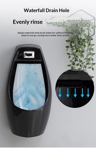 <span class=keywords><strong>Orinatoio</strong></span> Nero per Adulti con Sensore, Montaggio a Parete, Automatico, in Ceramica, Stile Americano, Smaltatura ad Alta Temperatura, Prodotto in Cina Continentale - Product Image 2