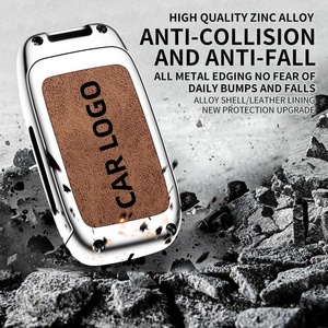 Vente en gros d'usine - Housse de clé de voiture en alliage de zinc et cuir avec porte-clés pour Toyota Camry RAV4 Corolla - Étui à clé avec logo personnalisé - Product Image 2