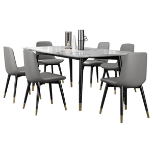 Juego de mesa de comedor 8 sillas muebles de comedor moderno Arianna juego de mesa de comedor de mármol 6 plazas de lujo brillante de acero inoxidable - Product Image 6