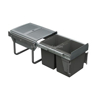 Poubelle sous évier auto-fermante 2x15L 400mm, cuisine, extractible, <span class=keywords><strong>2</strong></span> seaux, poubelle cachée - Product Image 5