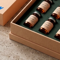 Boîte rigide carrée personnalisée rose pêche avec couvercle et base en carton gris pour 9 flacons de peptides, impression offset éponge, soins personnels