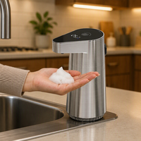 Distributeur de savon automatique en acier inoxydable imité, à piles USB, mural, de qualité commerciale, avec capteur de mousse, pour hôtel et usage domestique, CE ROHS