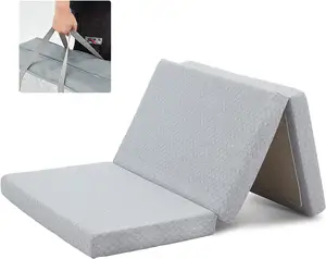 Colchón plegable de espuma viscoelástica, colchón portátil Trifold con cubierta transpirable y lavable