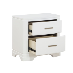 Comodino dal Design Elegante con Finitura Bianca e Due Cassetti, Stile Transizionale, Arredamento Camera da Letto, 1 Pezzo - Product Image 3
