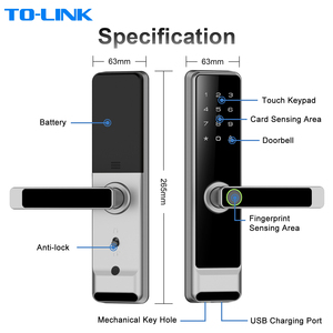 กุญแจล็อคประตูอัจฉริยะแบบสแกนลายนิ้วมือ Tuya สำหรับประตูไม้ภายในบ้าน - Product Image 6