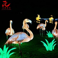 Lanterne géante chinoise en forme de flamant rose, lanterne en tissu de soie LED pour oiseaux tropicaux des zones humides, imperméable, décoration extérieure pour zoo et parc