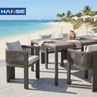 Ensemble de table et chaises de jardin en aluminium pour hôtel, villa moderne, resort, cour, patio, utilisation en parc, 4 places