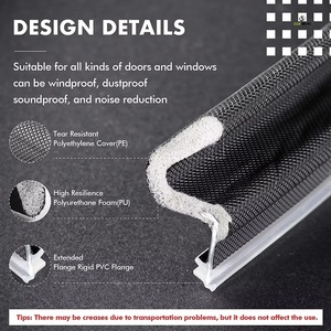 Joint d'étanchéité de porte en <span class=keywords><strong>mousse</strong></span> PU en forme de V extra long de 40 pieds, installation par vis, pour grands espaces, installation facile, anti-vent, chambre à coucher - Product Image 3
