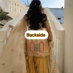 À la mode Bollywood 5mm séquence travail broderie haut Sharara Palazzo Dupatta indien nouveau Design lourd Faux Georgette indien - Product Image 6