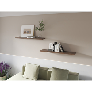 Greer Floating Shelf In Melamine Dark Brown X2 Wall Display Shelves - Product Image 1