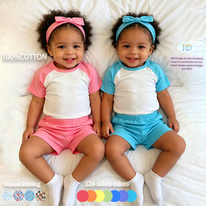 Conjunto <span class=keywords><strong>de</strong></span> 3 Piezas para Niños, <span class=keywords><strong>de</strong></span> <span class=keywords><strong>Algodón</strong></span> Puro, con Mangas Raglán y Bloques <span class=keywords><strong>de</strong></span> Color, con Diadema, Conjunto <span class=keywords><strong>de</strong></span> Shorts <span class=keywords><strong>de</strong></span> Verano Unisex para Niños y Niñas - Product Image 2